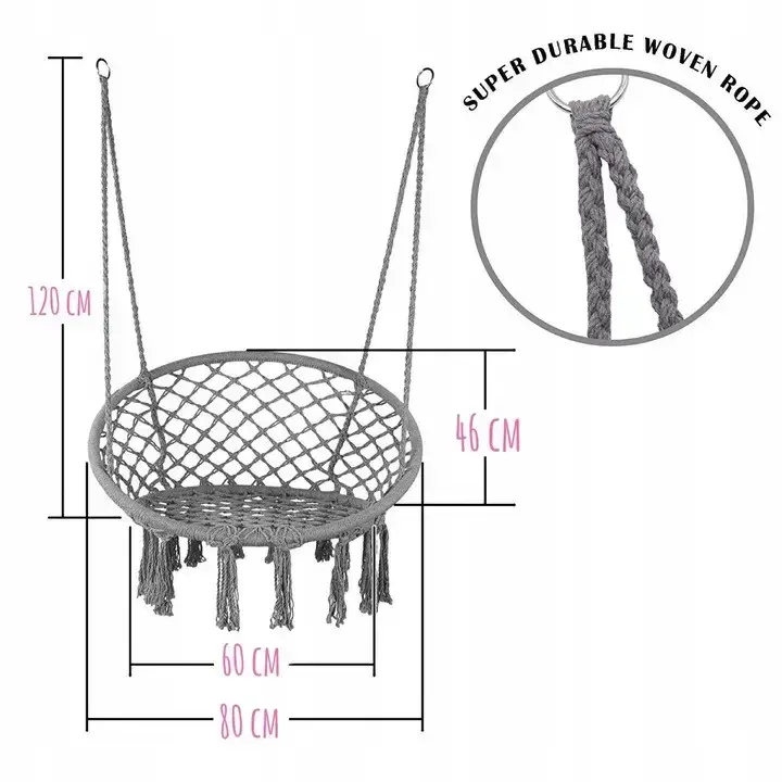 Крісло-гойдалка гніздо підвісне з подушкою DROM T1 бавовна Світло-сірий - фото 6 Крісло-гойдалка гніздо підвісне з подушкою DROM T1 бавовна Світло-сірий - фото 6