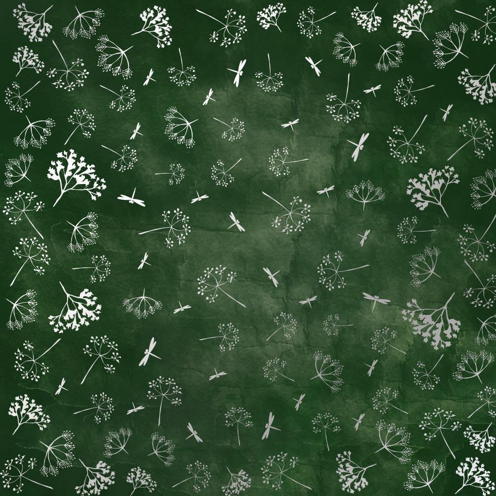 Лист бумаги односторонний Silver Dill с серебряным тиснением 30,5х30,5 см Dark Green/Aquarelle