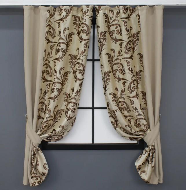 Комплект штор блекаут 1х1,7 м 2 шт. Коричневый/Капучино (032дк) Комплект штор блекаут 1х1,7 м 2 шт. Коричневый/Капучино (032дк)