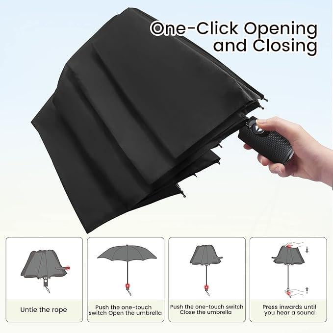 Зонт складной автомат Classic 8 спиц купол 113 см Black (30232) - фото 4 Зонт складной автомат Classic 8 спиц купол 113 см Black (30232) - фото 4