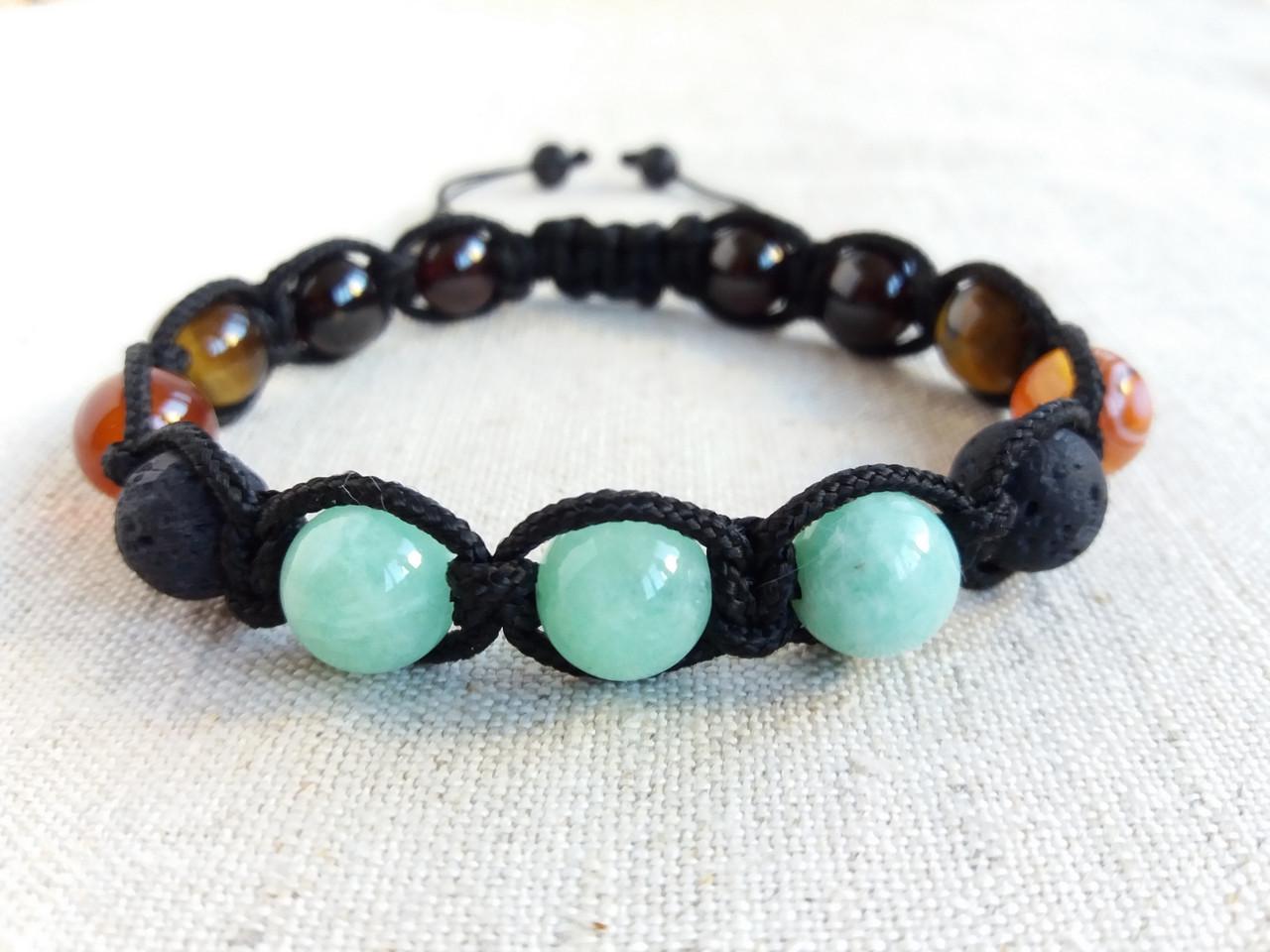 Браслет Шамбала Нефрит/Лава/Сердолик/Гранат d 10 мм (1120337928)