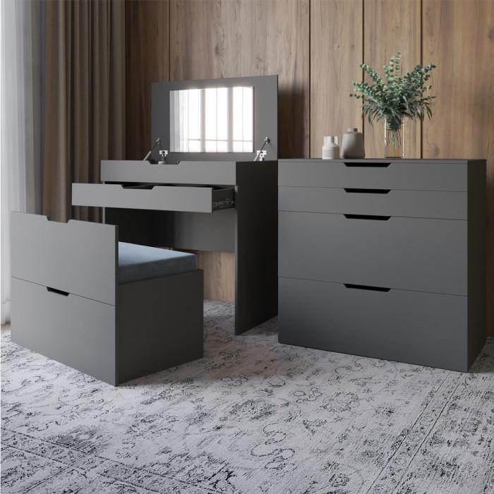 Комод-трюмо із дзеркалом 700х450х820 см Азія/Темно Сірий - фото 2 Комод-трюмо із дзеркалом 700х450х820 см Азія/Темно Сірий - фото 2