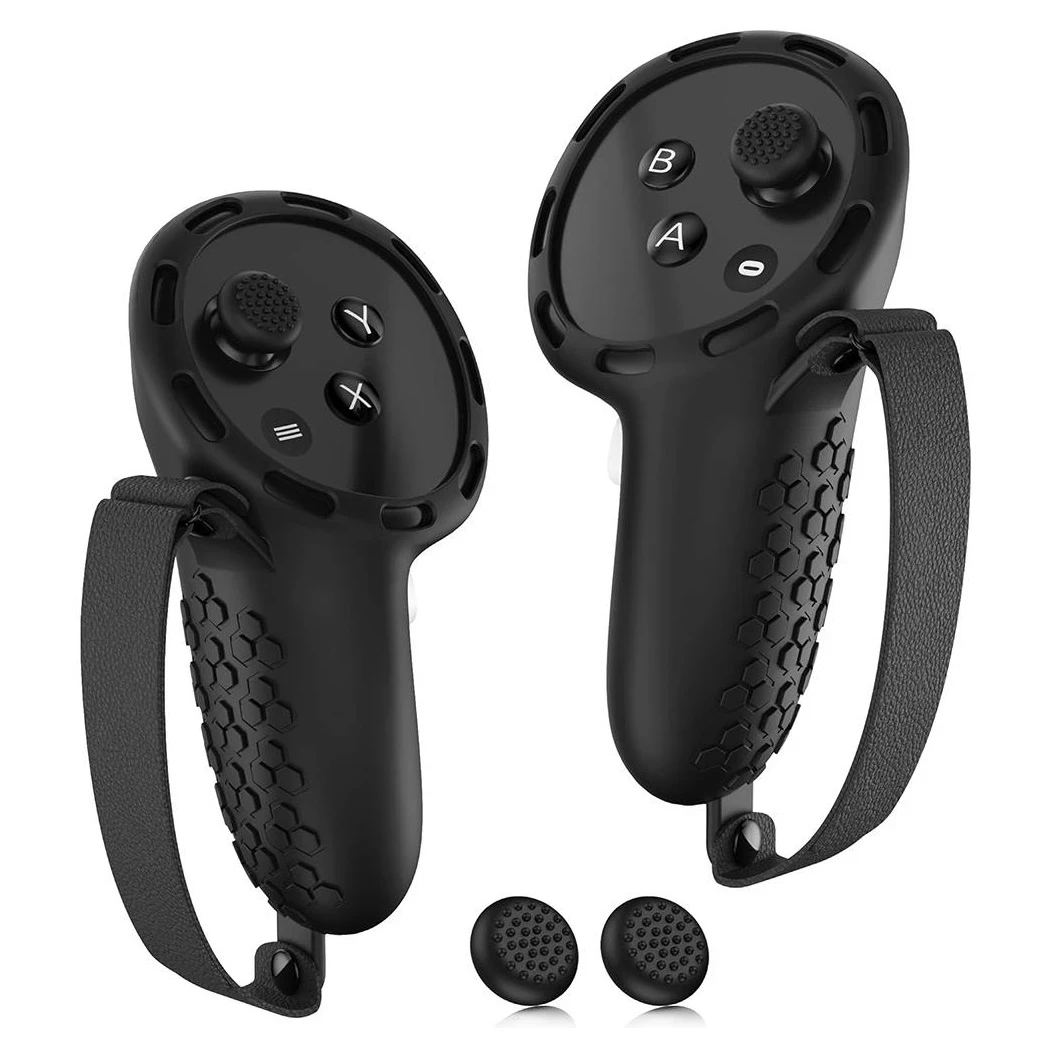 Защитные чехлы для контроллеров Meta Quest 3/3S с ремешками CovPro1/силиконовые 2 шт. Черный (137845) Защитные чехлы для контроллеров Meta Quest 3/3S с ремешками CovPro1/силиконовые 2 шт. Черный (137845)