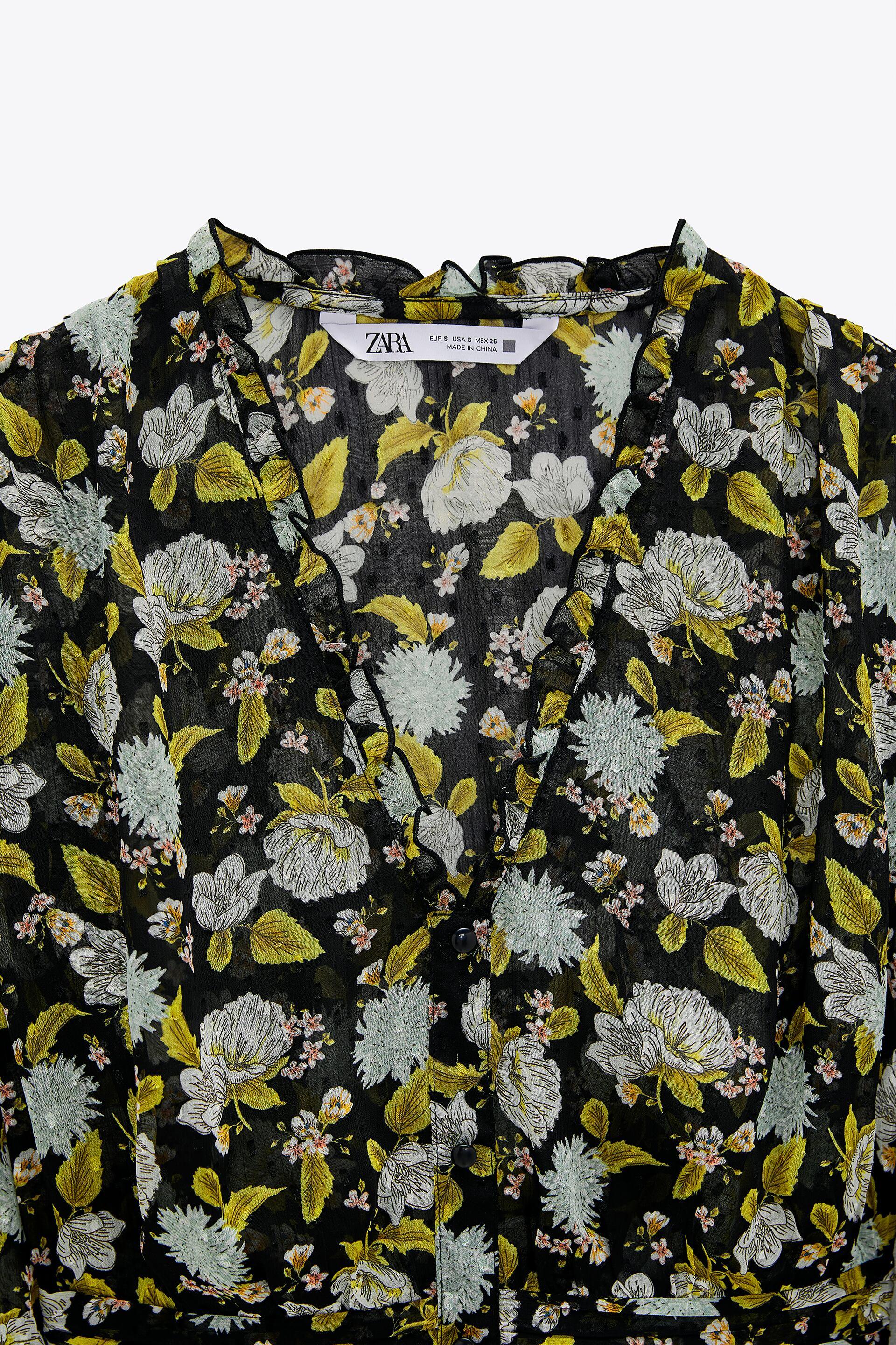 Блуза Zara Квіти M Чорний (8004155330) - фото 3 Блуза Zara Квіти M Чорний (8004155330) - фото 3