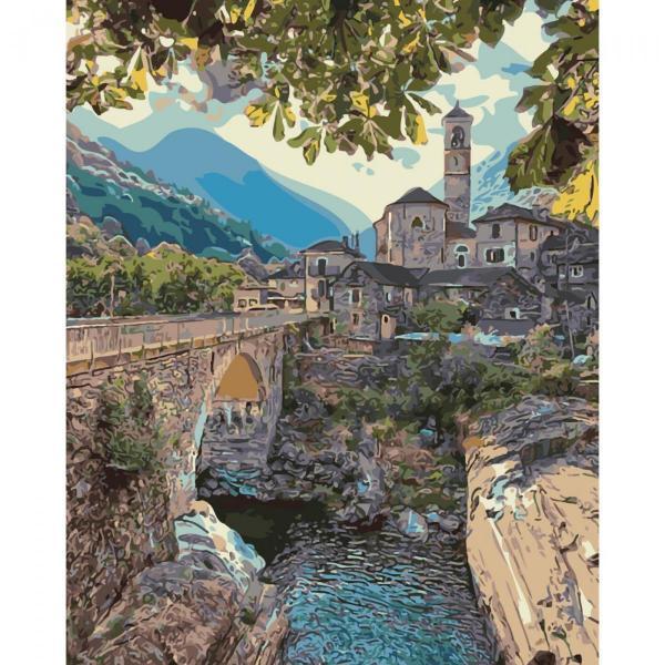 Картина по номерам Strateg Пейзаж Красота на фоне гор 40х50 см в термопакете (SY6423-mt)