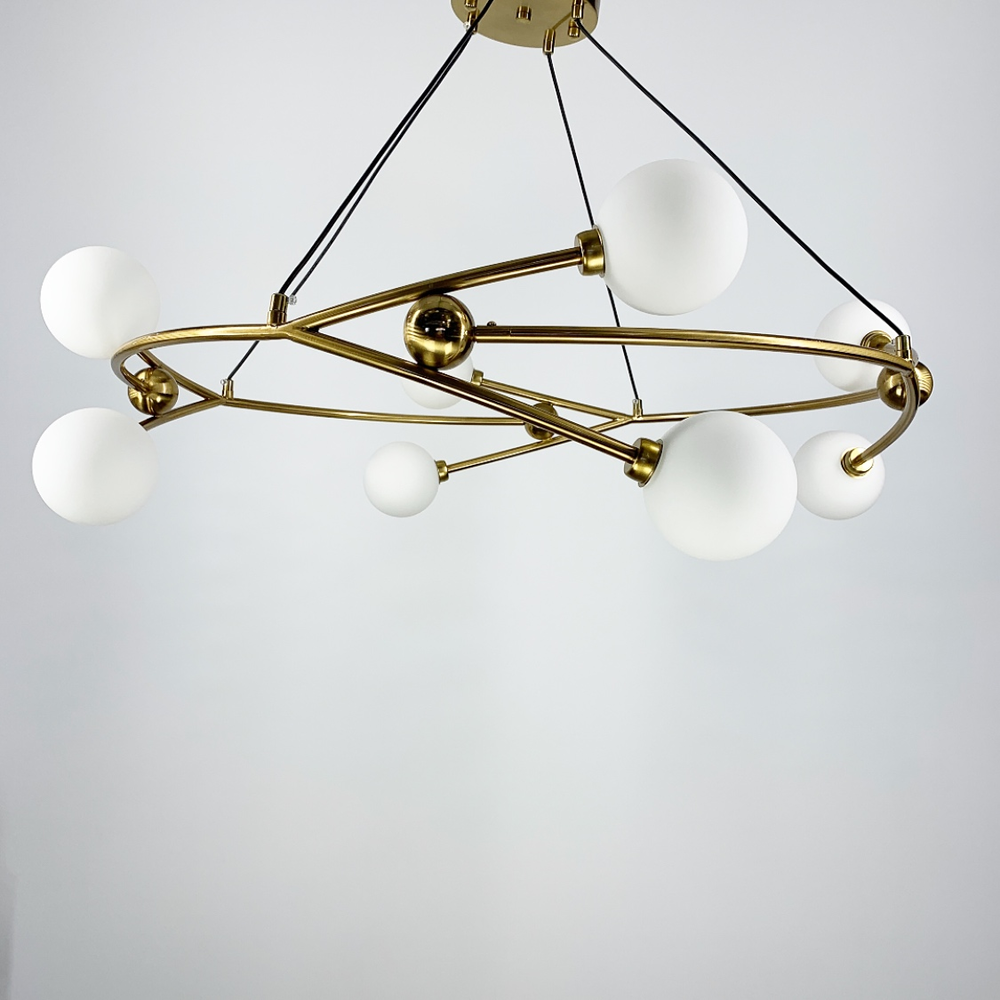 Люстра стильная в форме кольца в корпусе с нежными плафонами Латунь (K09/8 AB)