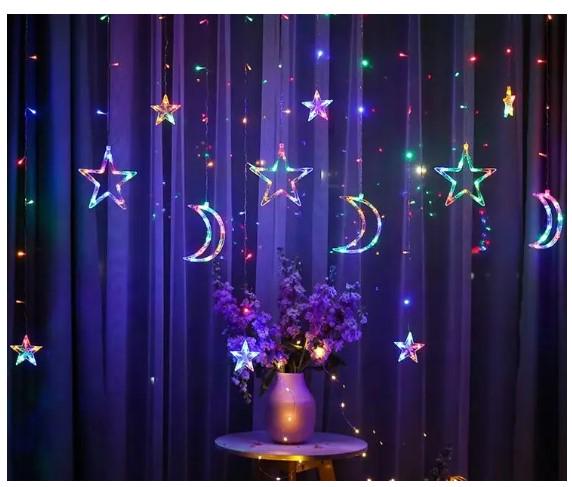 Гирлянда светодиодная Звезды и месяц 138 лампочек 2,5 м Разноцветный (12915188)