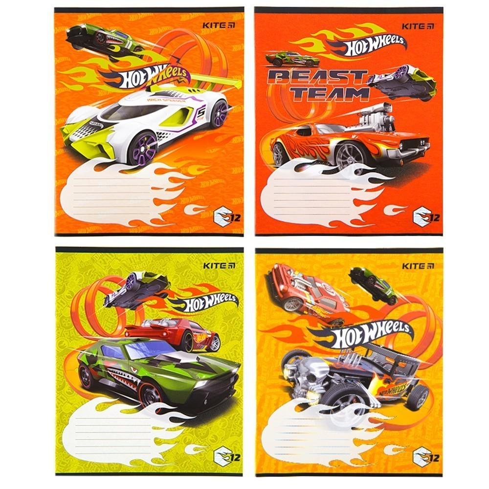 Комплект шкільних зошитів KITE Hot Wheels 12 аркушів 25 шт. (HW22-235_25pcs)