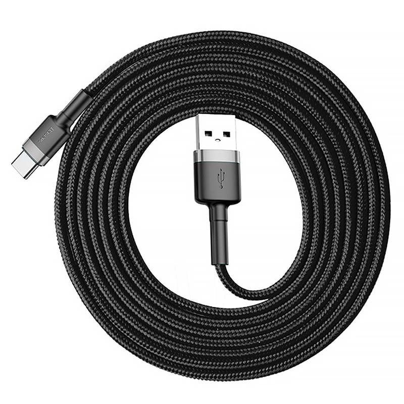 Кабель BASEUS USB Type-C Cafule Cable 2A 3 м Gray/Black (CATKLF-UG1)