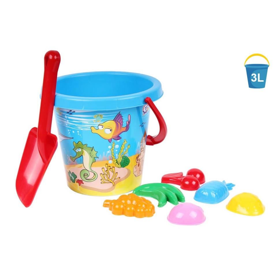 грашки для пісочниці ТехноК відерце 6 пасочок та лопатка Блакитний (3091TXK)