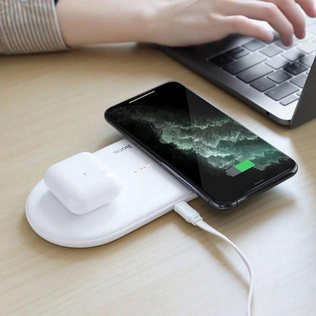 Зарядное устройство беспроводное Hoco CW23 Dual Wireless Fast Charger 10W White (400183317) - фото 3