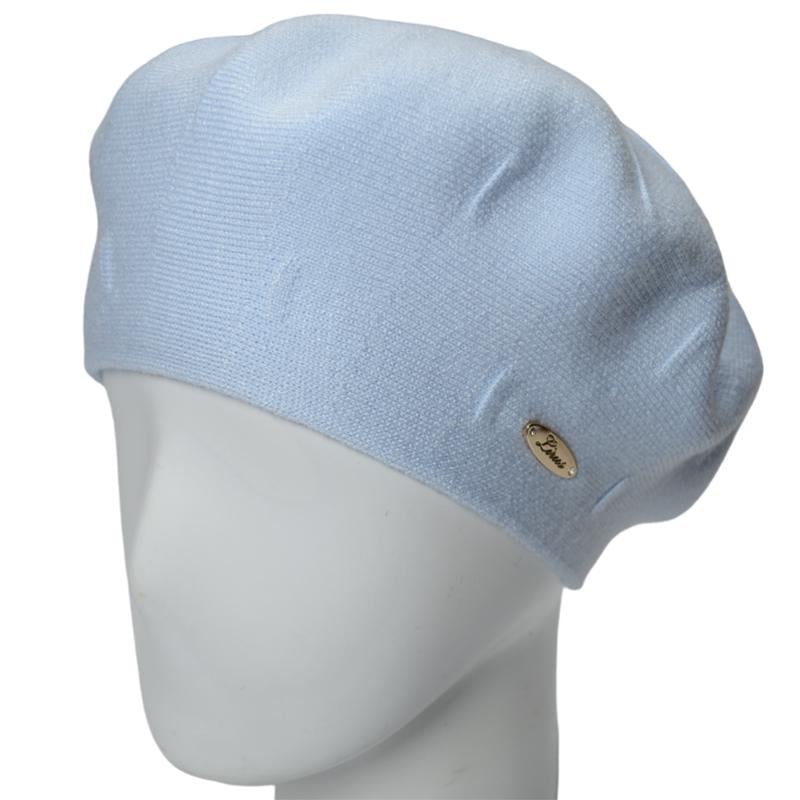 Берет  подвійний жіночий з віскози Lirus Дейзі one size Блакитний