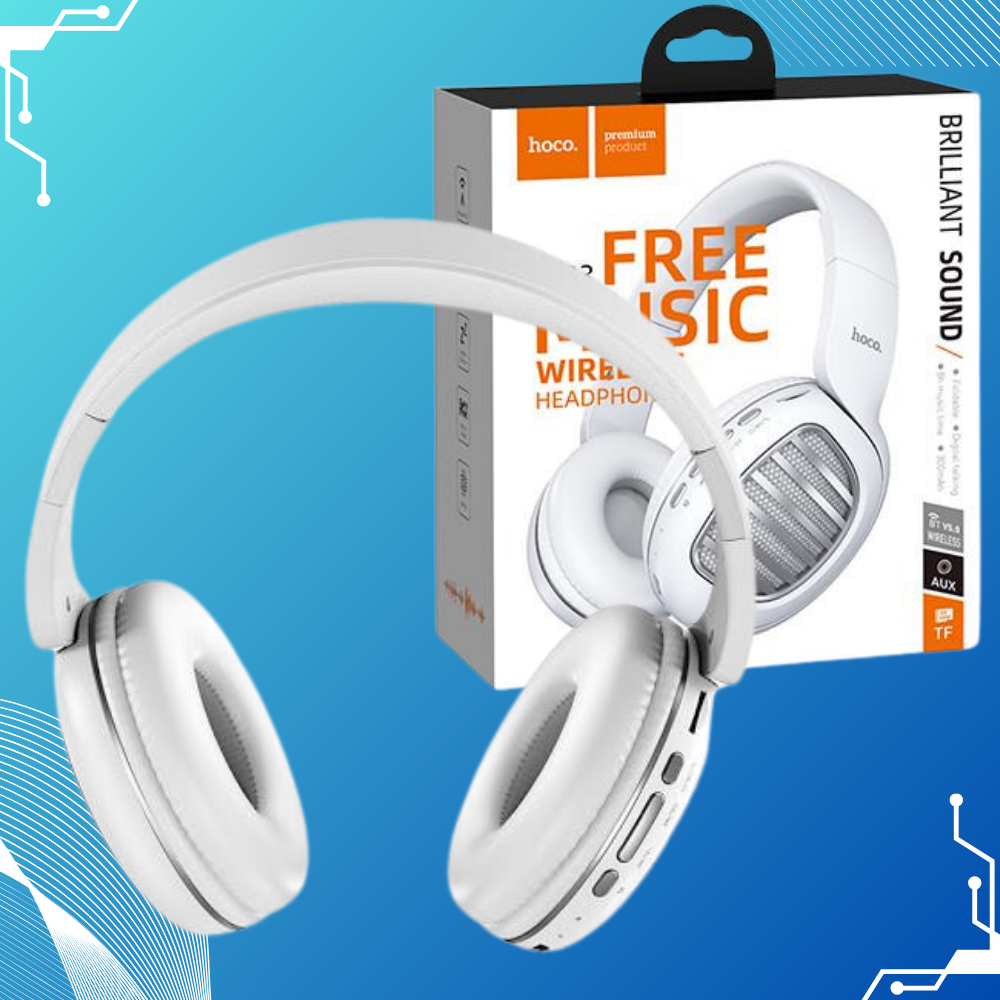 Навушники бездротові Hoco Bluetooth накладні з мікрофоном радіо та картою пам'яті Білий (W23) - фото 2