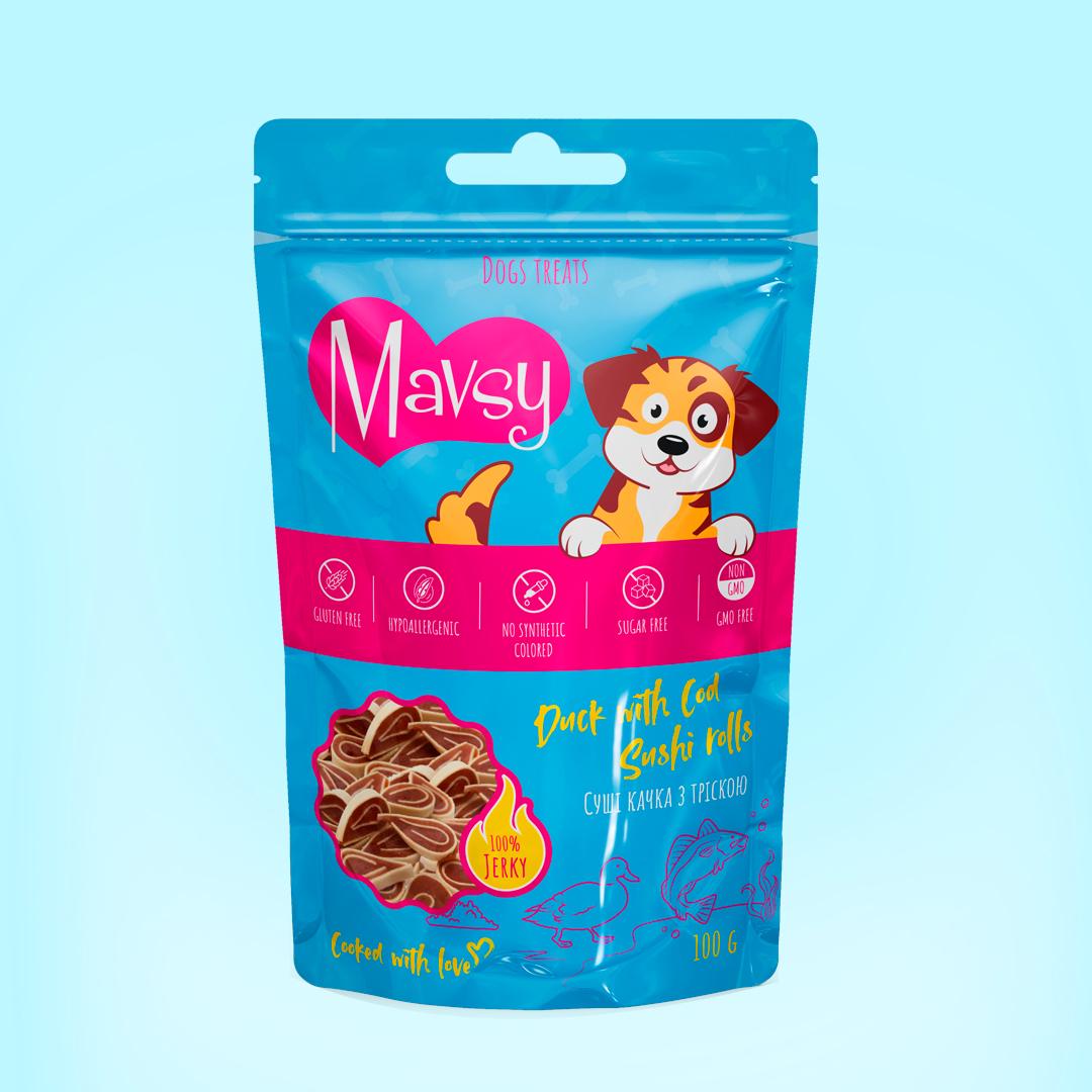 Ласощі для собак Mavsy DUCK & COD Sushi Rolls суші роли з качкою та тріскою 100 г (13501964) - фото 2