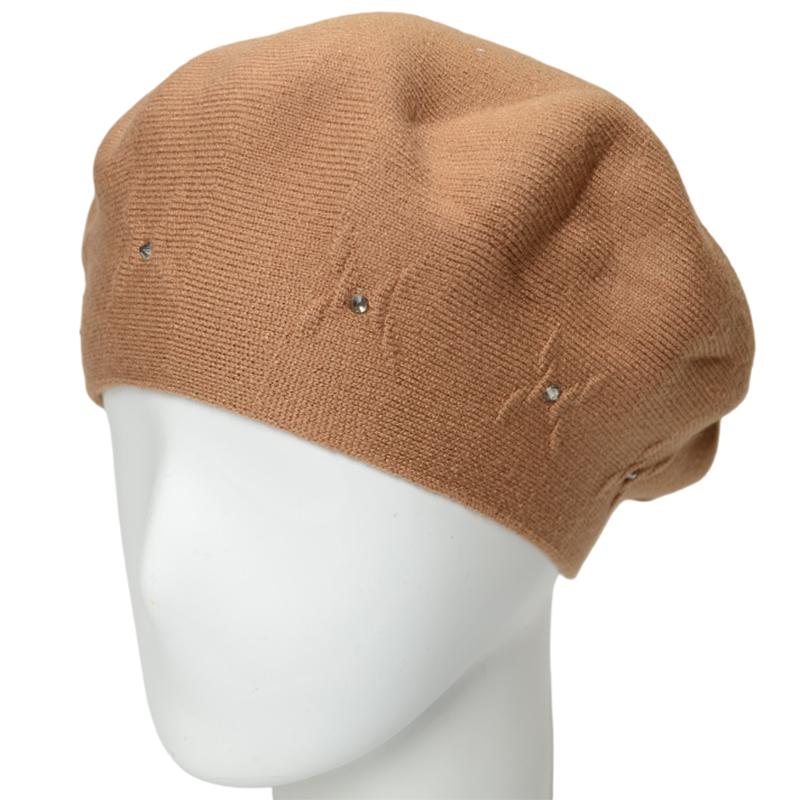 Берет женский Novita Лютик двойной из вискозной пряжи L р. 57-58 Шоколадный (147764)