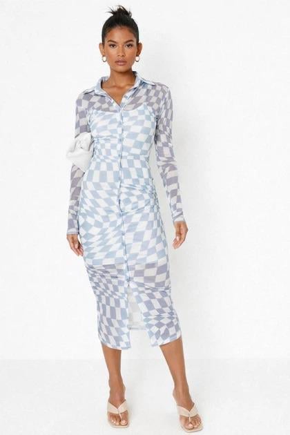 Платье Missguided DD930649 р. 38 Бело-голубой