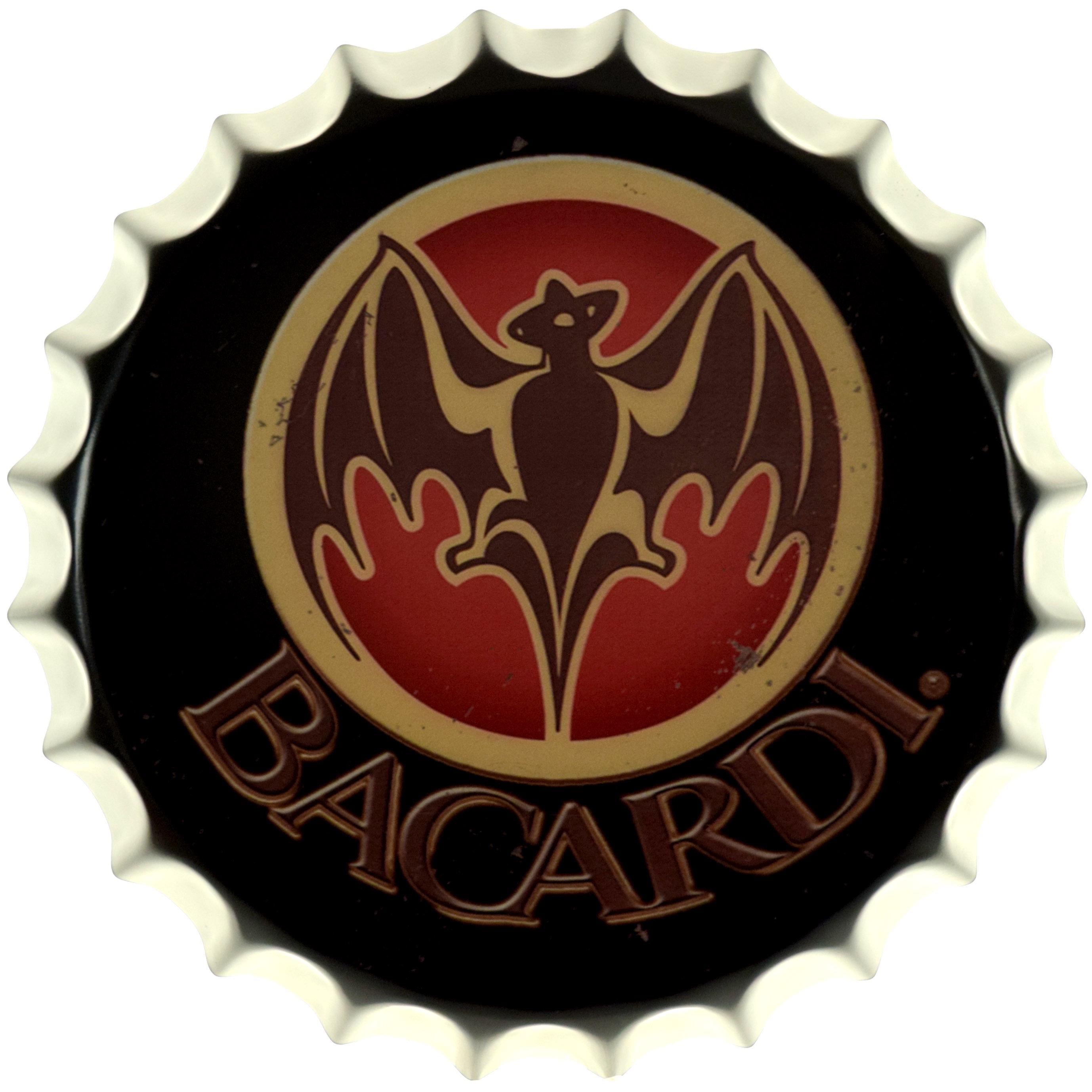 Табличка металлическая Bacardi Logo крышка 35 см
