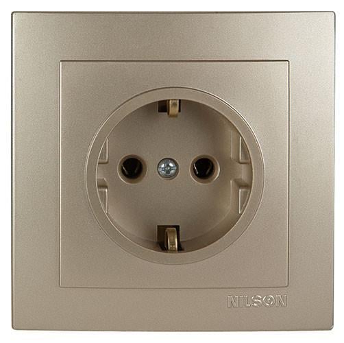 Розетка одинарна із заземленням Nilson Touran Золотий (00000011865)