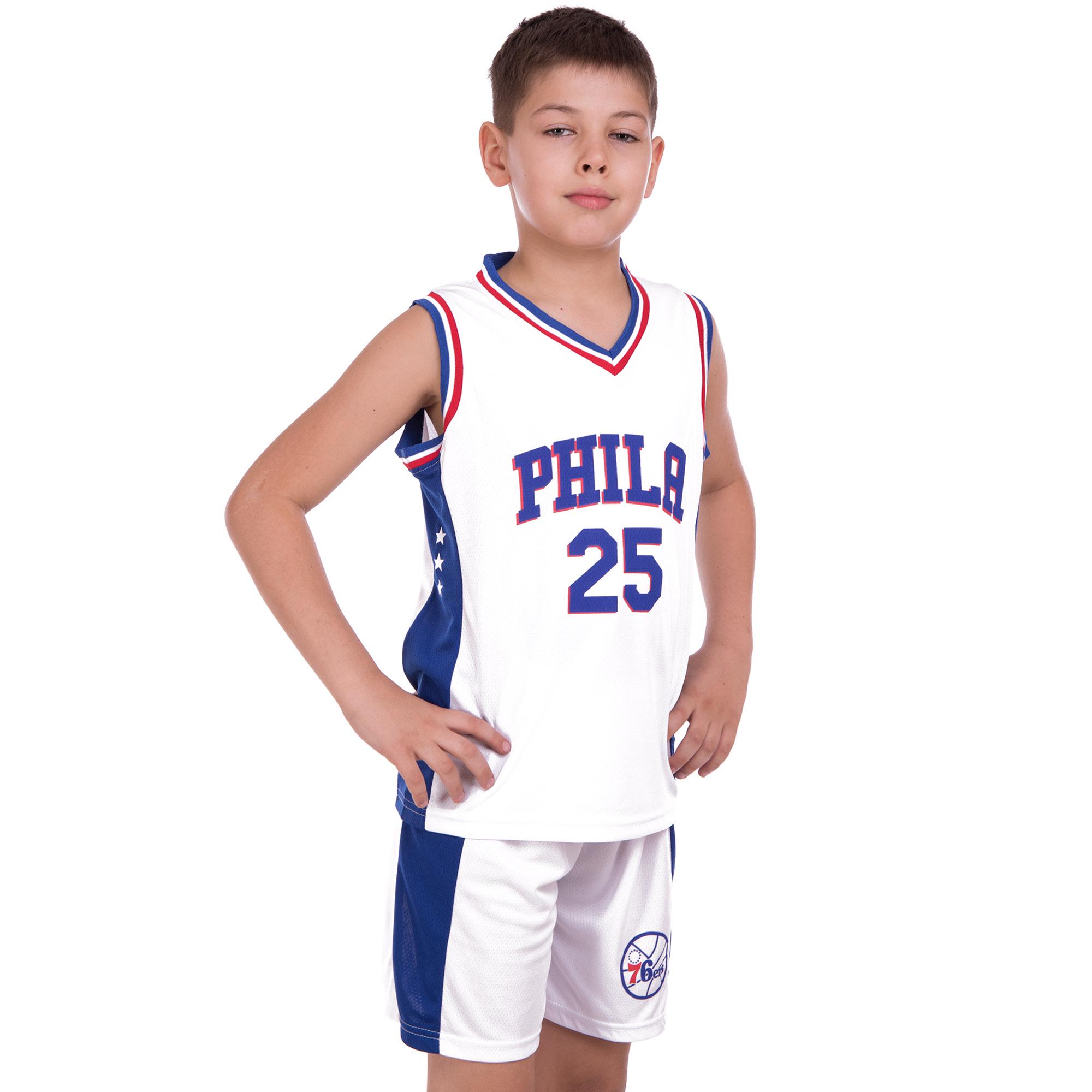 Форма баскетбольная подростковая NB-Sport NBA PHILA 25 BA-0927 L 10-13 лет Бело-синий (DR014786)