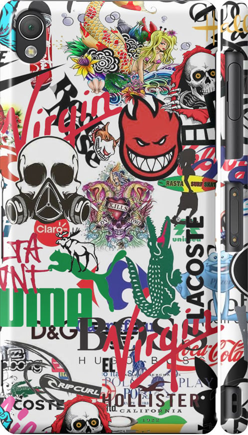 Чехол на Sony Xperia Z3 D6603 Many different logos (4022c-58-42517)