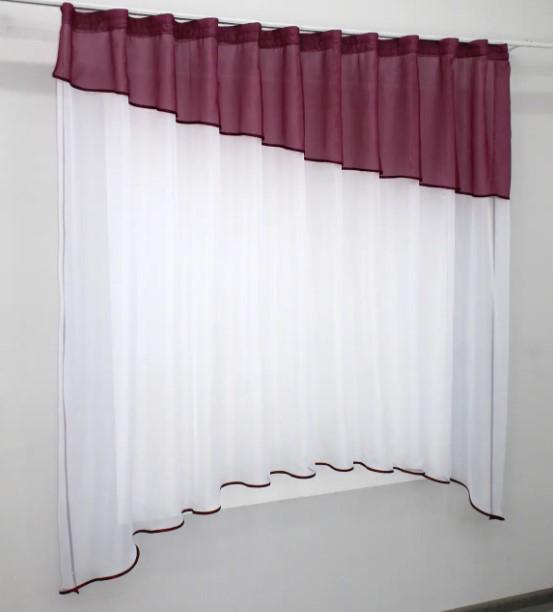 ᐉ Гардина на кухню/балкон шифон 270х170 см Бордовый/Белый (098к ...