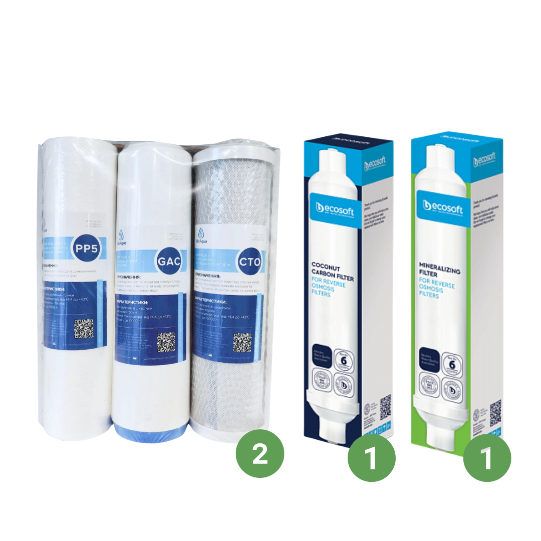 Комплект для фильтров Укр Аква обратного осмоса Комплект для фильтров Укр Аква обратного осмоса