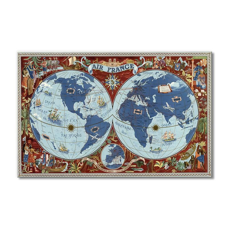 Винтажная карта Карта AIR FRANCE 1 модуль 70x105 см