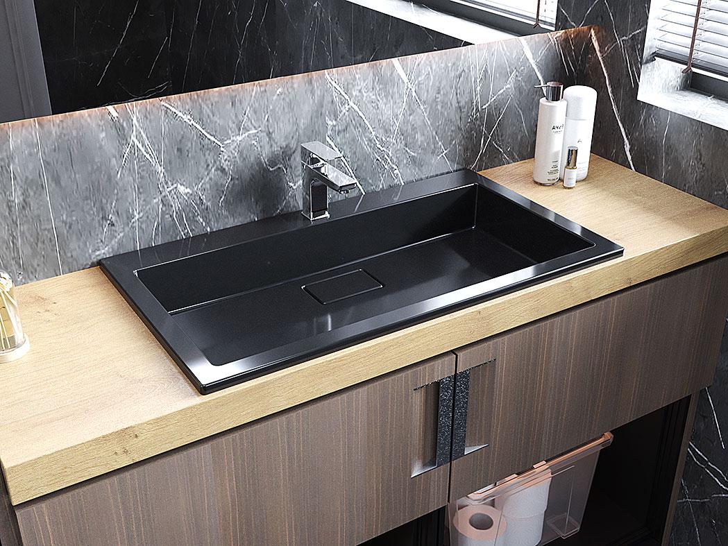 Умивальник накладний Status Aria Low 80 Black (726) - фото 3