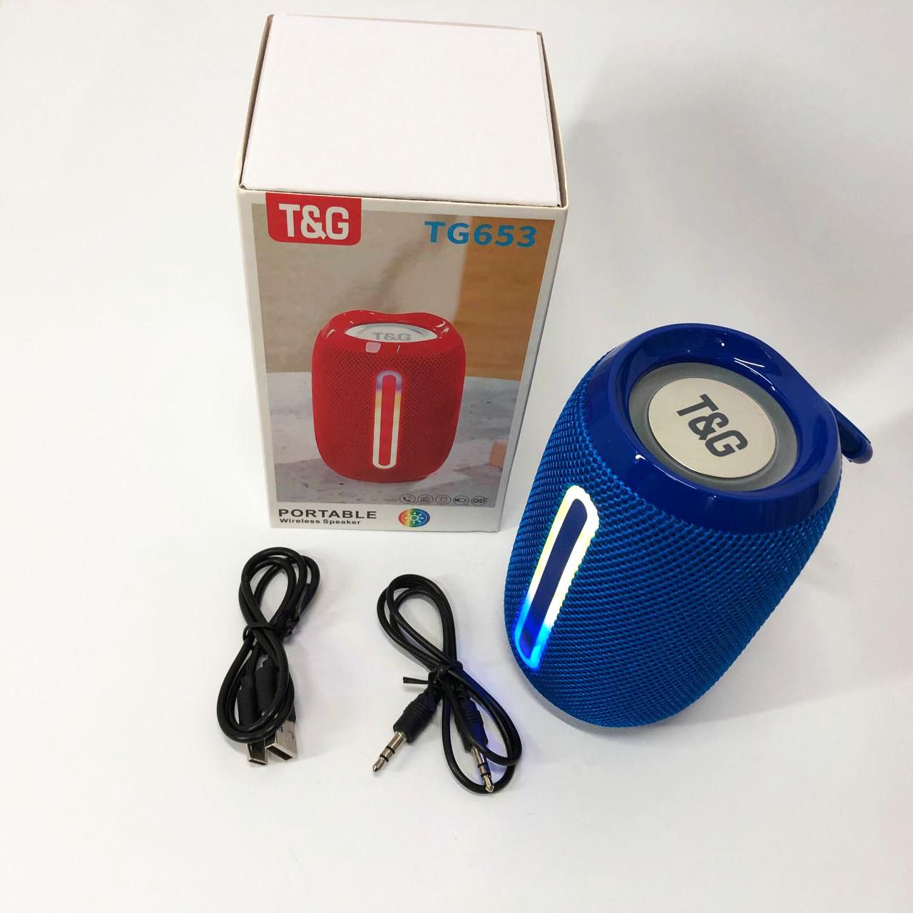 Портативна Bluetooth-колонка TG653 USB з ремінцем Синій - фото 6