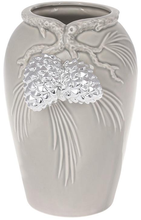 Ваза фарфоровая Серебрянные Шишки 20,5 см Серый (BD-727-320) Ваза фарфоровая Серебрянные Шишки 20,5 см Серый (BD-727-320)
