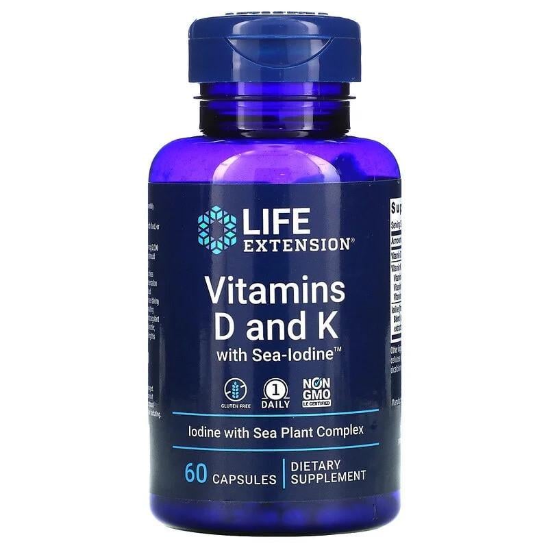 Вітаміни D і К Life Extension з йодом Sea-Iodine 60 капс.