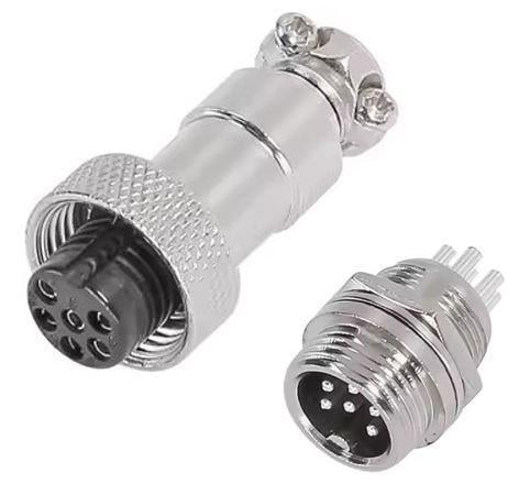 Разъем цилиндрический соединительный GX12-12M-2A 6 pin штекер/розетка (2902552492) Разъем цилиндрический соединительный GX12-12M-2A 6 pin штекер/розетка (2902552492)