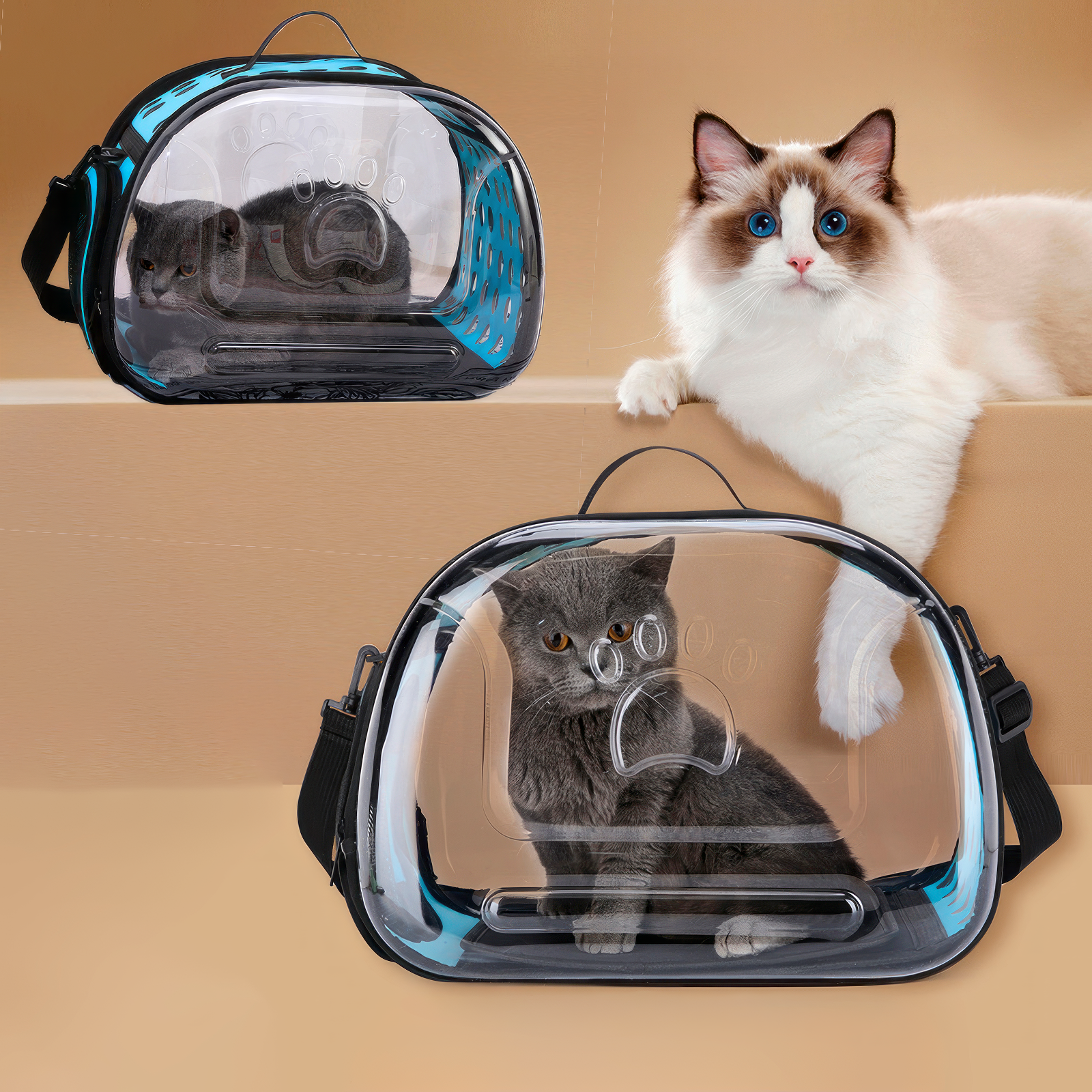 Сумка переноска Комфорт та стиль для кішок/собак з прозорими стінками (26111) - фото 2 Сумка переноска Комфорт та стиль для кішок/собак з прозорими стінками (26111) - фото 2