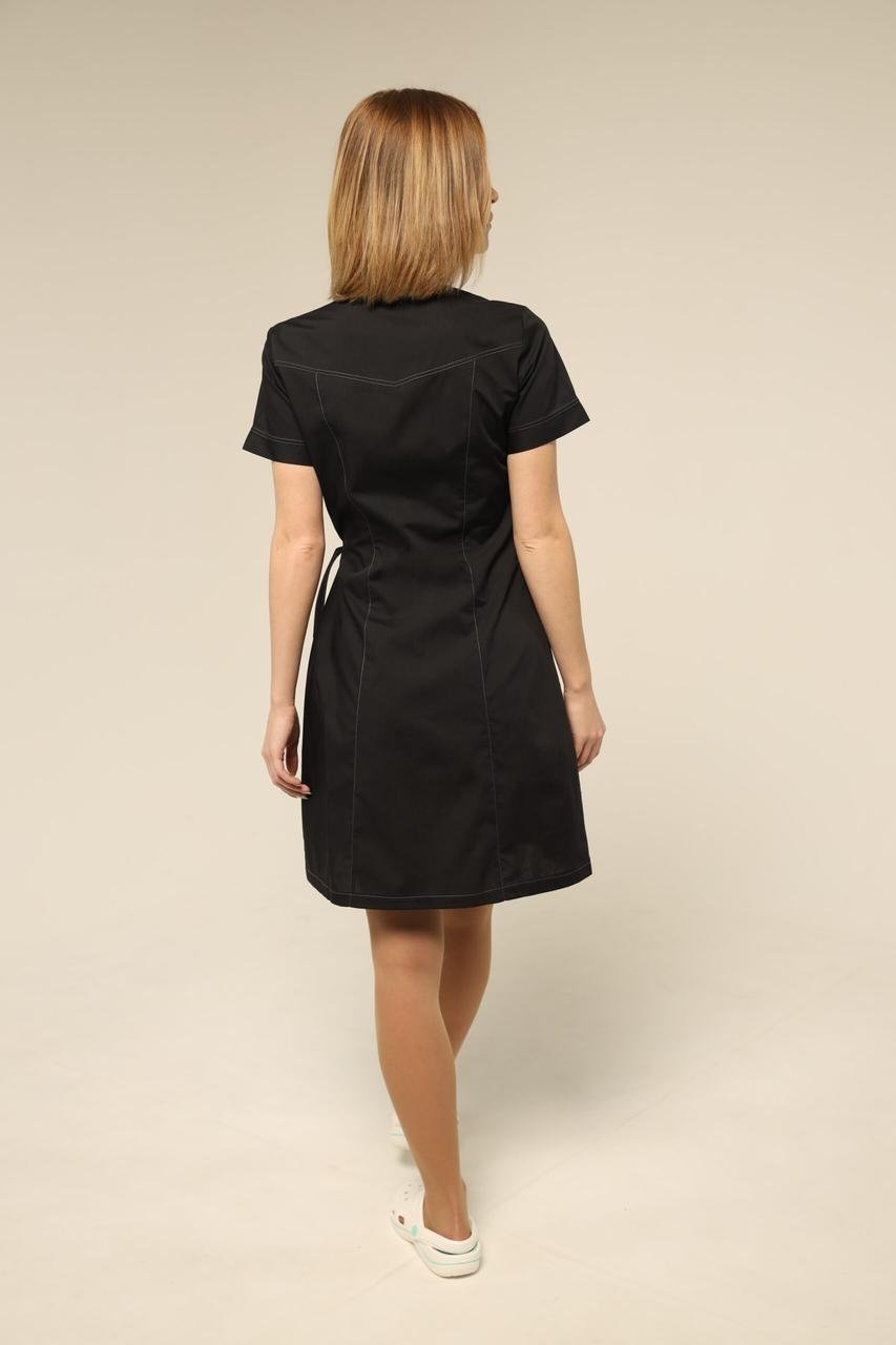 Халат TopLine Калифорния рукав короткий р. 40 Черный/Темно-Серый (11934-(40)черн.стр. т.-сер) - фото 2