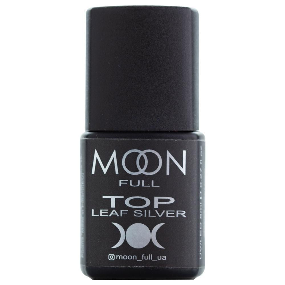 Топ для гель-лака с поталью Moon Full Top Leaf Silver без липкого слоя 8 мл