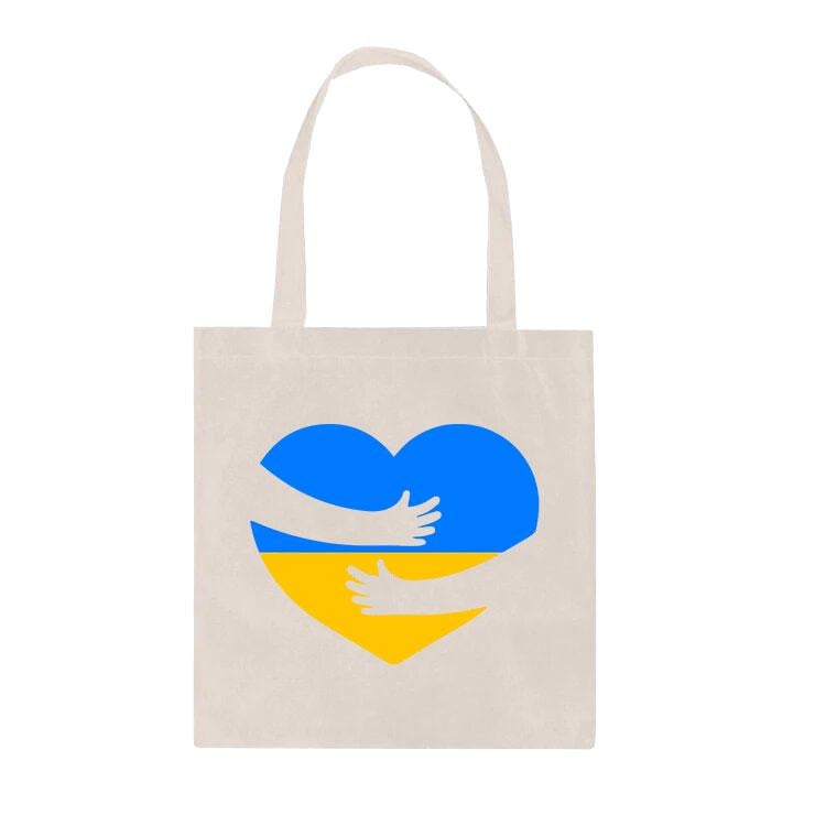 Еко-сумка шопер з принтом Обійми повсякденна Білий Еко-сумка шопер з принтом Обійми повсякденна Білий