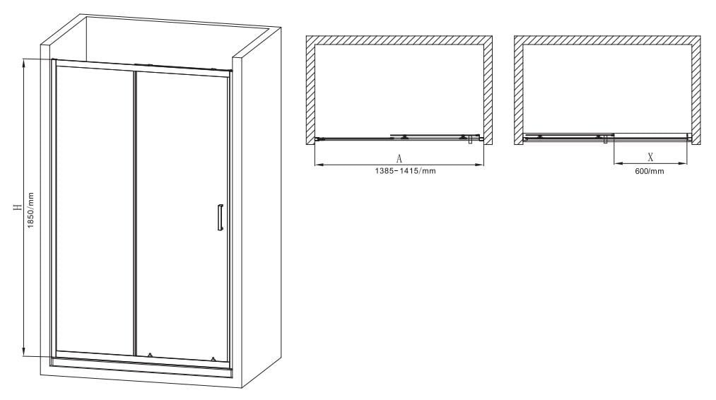 Дверь в нишу MIXXUS Premium DIVERSE SD01-140x185-TR прозрачное стекло 5 мм Black (MI6878) - фото 6 Дверь в нишу MIXXUS Premium DIVERSE SD01-140x185-TR прозрачное стекло 5 мм Black (MI6878) - фото 6