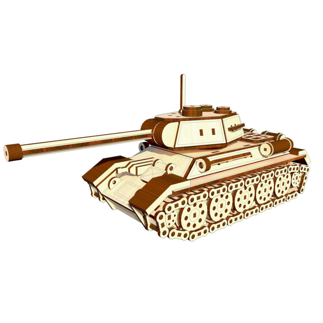 Конструктор деревянный PAZLY Танк Т-34 3D пазлы 391 дет. (100-98-OPZ-009)