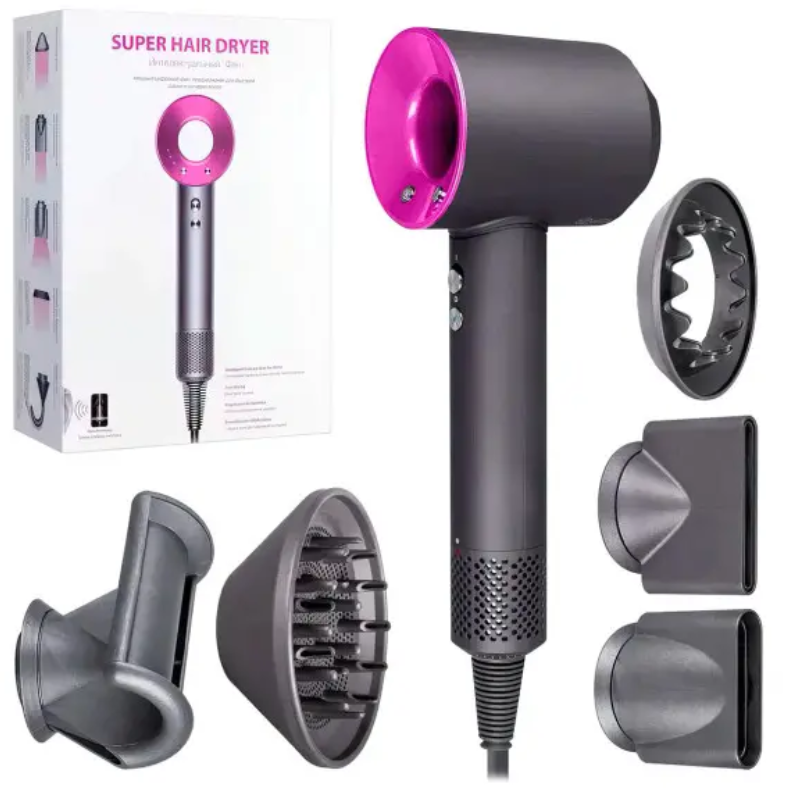 Фен для волос Super Hair Dryer с функцией быстрой сушки и насадкой-концентратором 1602 Вт (2479517838)