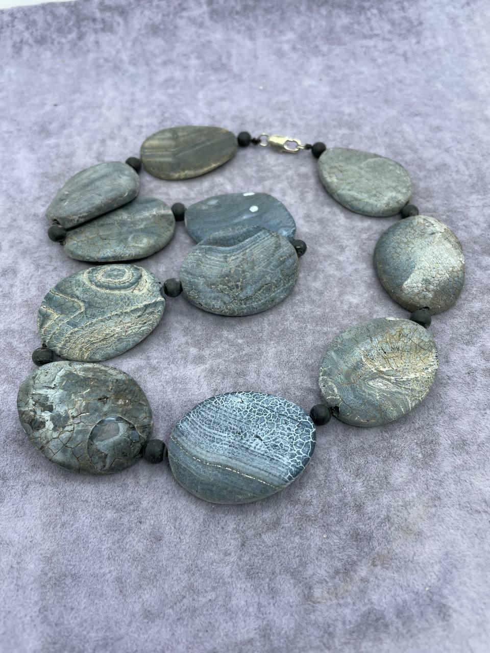 Бусы морозный агат 45 см Черный (9829)