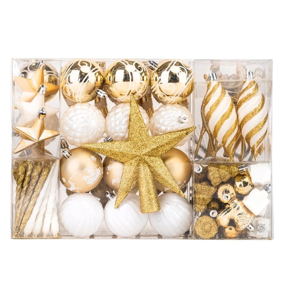 Набор елочных игрушек для декора я Звезда 88 шт. из пластика в коробке Золото (147-81-9125-040) - фото 1