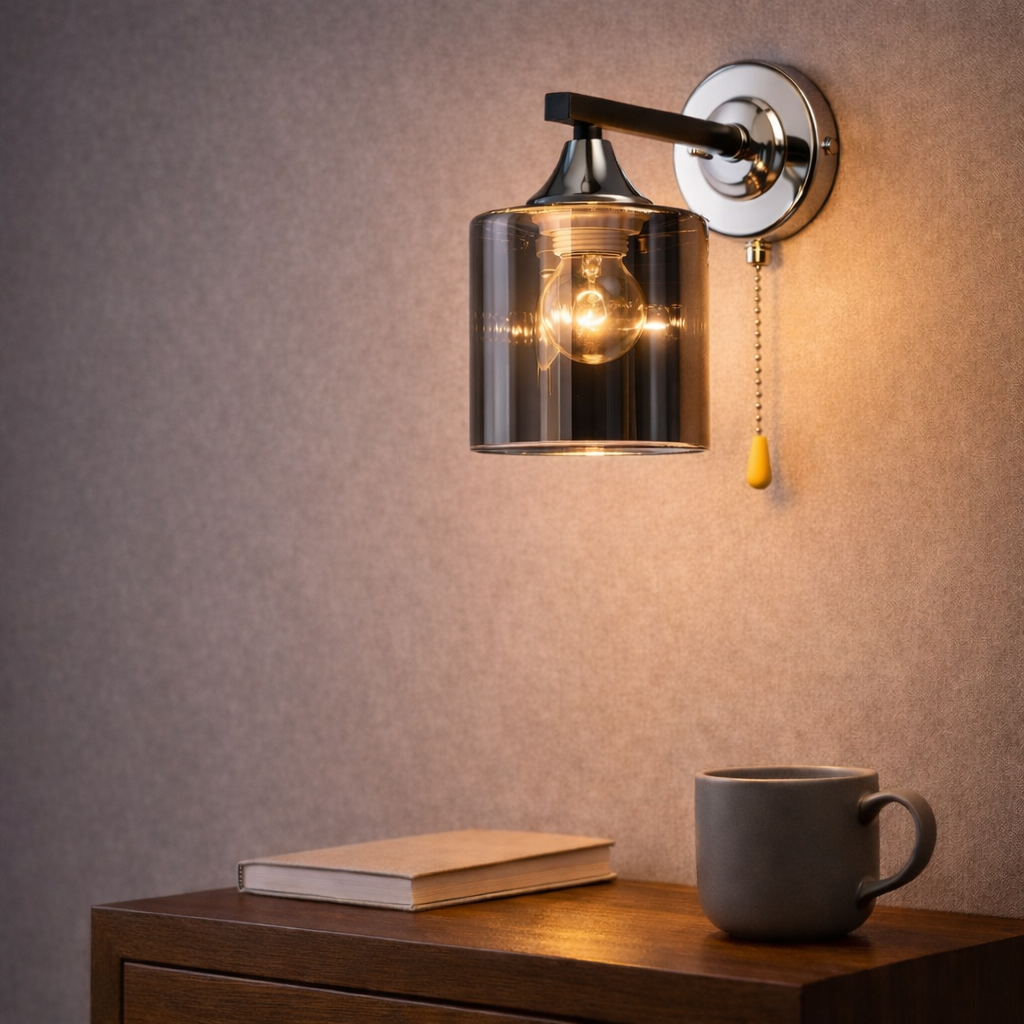 Бра Valeso с затемненным плафоном под одну лампу Е27 Черный/Хром (B K2326/1W BK+CH)