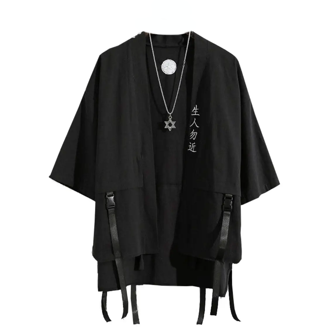 Хаорі кимоно Samurai Ninja у японському стилі Cyberpunk Techwear M Black (MK001056)