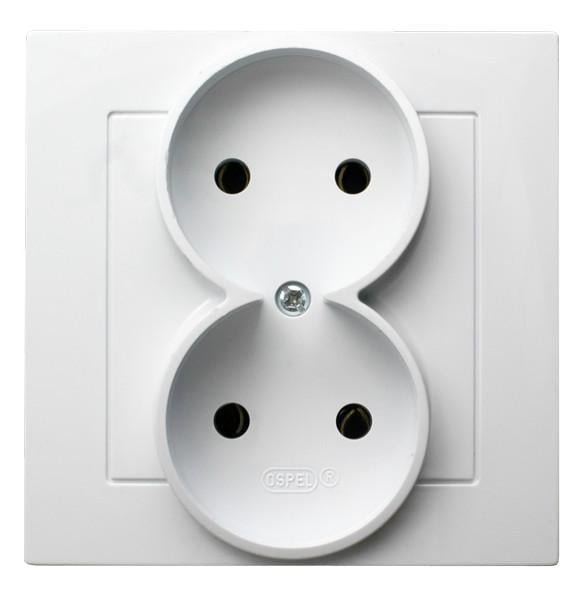 Розетка двойная Ospel AS без заземления Белый (29176567)