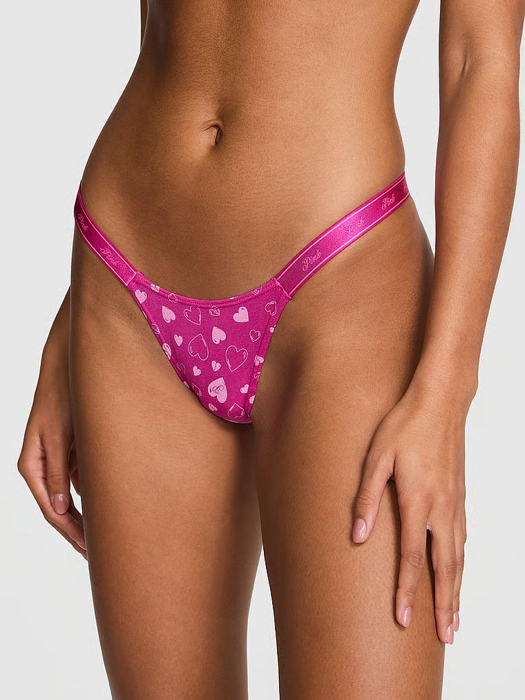 Трусики стринги Victoria's Secret Pink Logo Cotton High-Leg Micro Thong Panty S Розовый (27170920)
