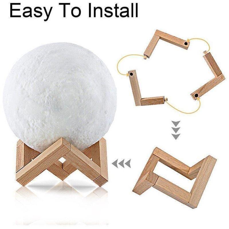 Настольный светильник XO Magic 3D Moon Light RGB с пультом на аккумуляторе луна 18 см Белый ( 611566) - фото 5