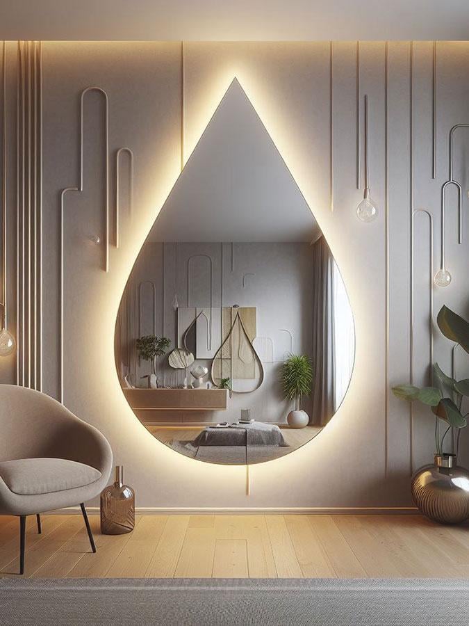 Зеркало с подсветкой Капля 100х180 см (10020-100180stW)