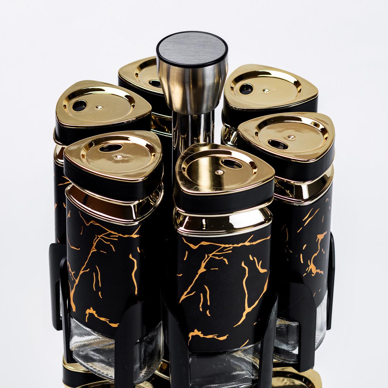 Набір для спецій на підставці 12 шт. по 120 мл Чорний мармур (HP1356) - фото 3