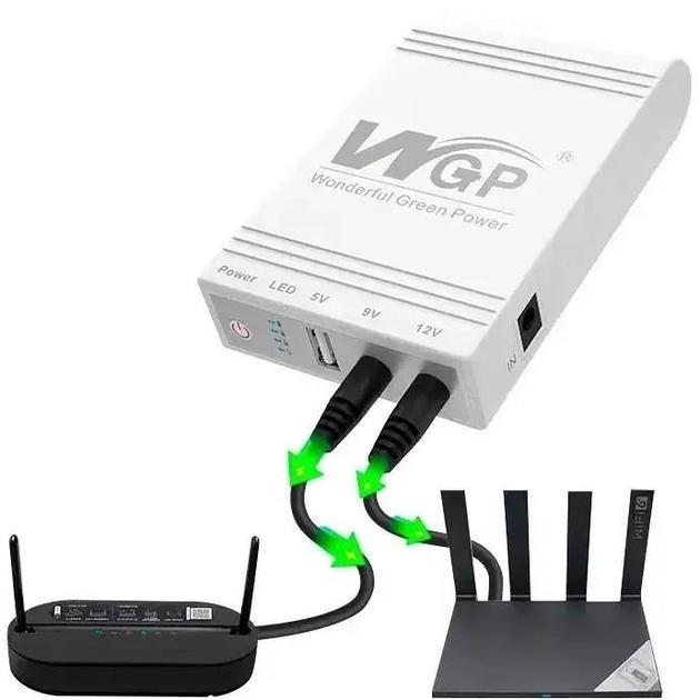 Повербанк для роутера UPS WGP103 DC 5V/9V/12V з кабелями та перехідниками 10400 mAh Білий (UPS450) - фото 2