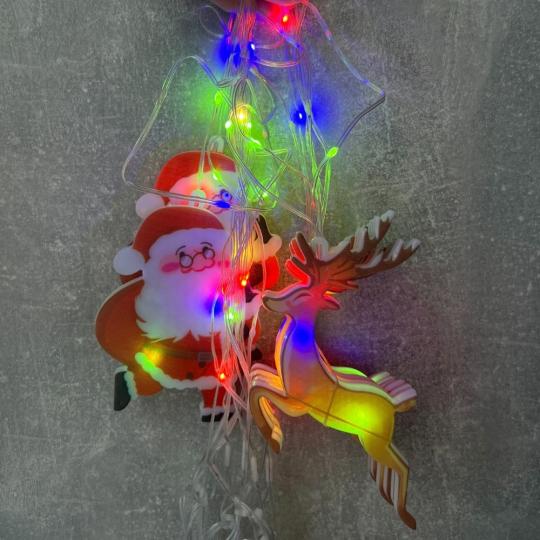 Гірлянда-штора світлодіодна Санта та олені 100 LED з ПВХ від електромережі 3,3х0,8 м Різнокольоровий (150-81-9133-030) - фото 4